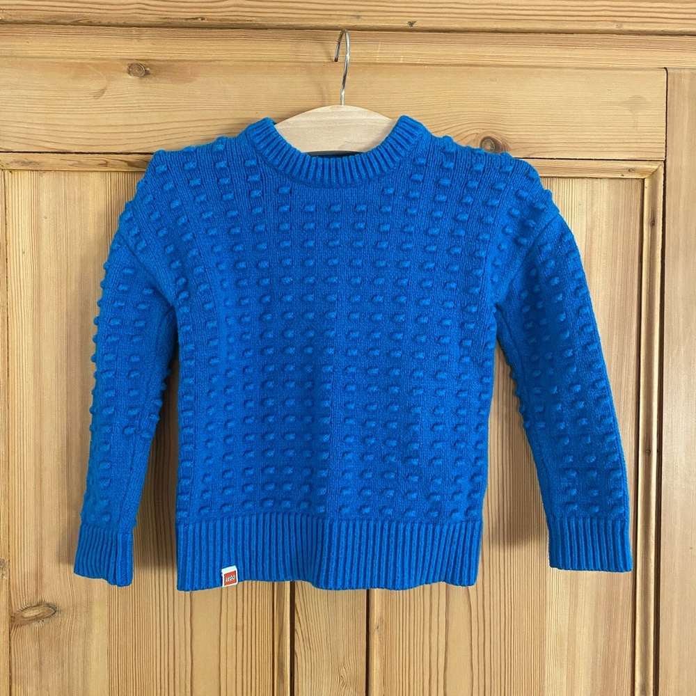 Bright Blue Lego for Target Pom Sweater.